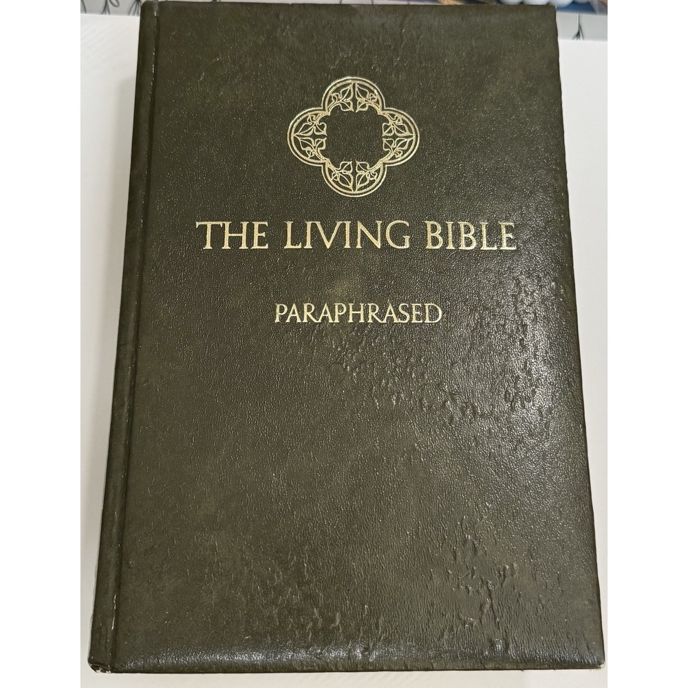 Vintage The Living Bible Paraphrased 1972 Tyndale Green Padded Cover Hardcover